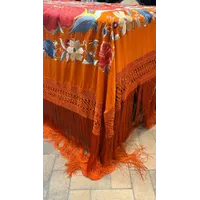 Mantón naranja peonias fucsia