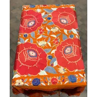 Mantón naranja peonias fucsia
