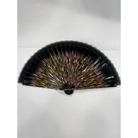 ABANICO NEGRO Y COLORES PAVO REAL