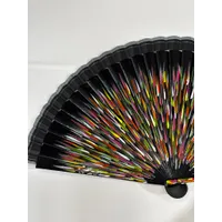 ABANICO NEGRO Y COLORES PAVO REAL