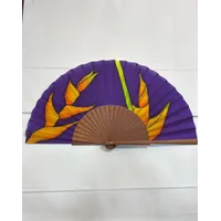 ABANICO MORADO CON FLORES DE CAÑAS