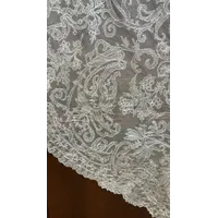 MANTILLA DE TRES PICOS BEIGE TUL DE CRISTAL - 2566/M